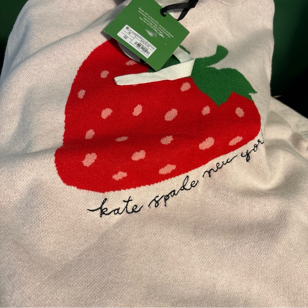 Kate Spade White pull over NWT with Red Strawberry Design KS/Target colab - Picture 5 of 7